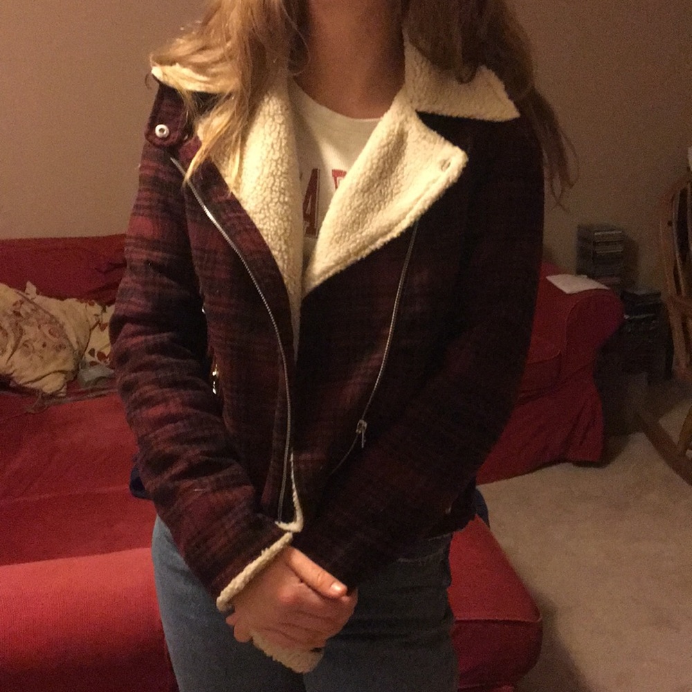 Red plaid jacket with Sherpa